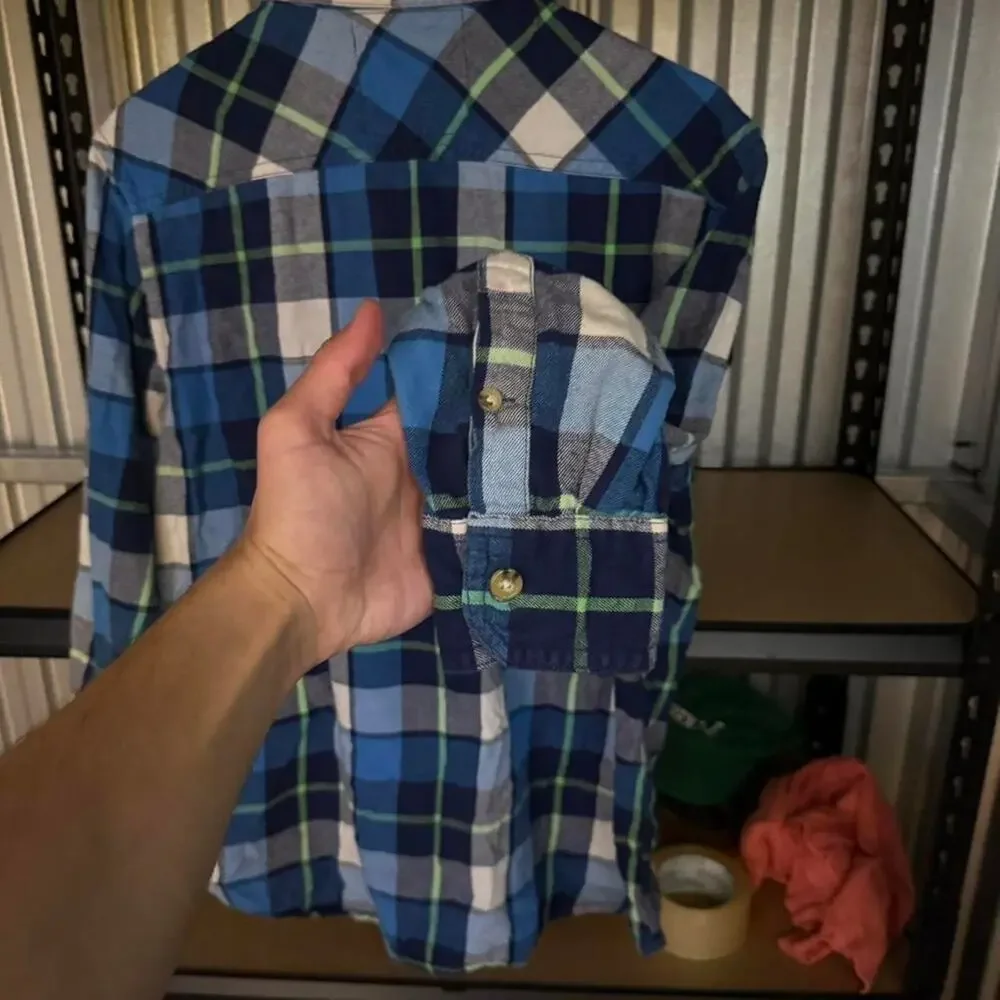 Vintage Roebuck & Co Blue Plaid Flannel Shirt XL